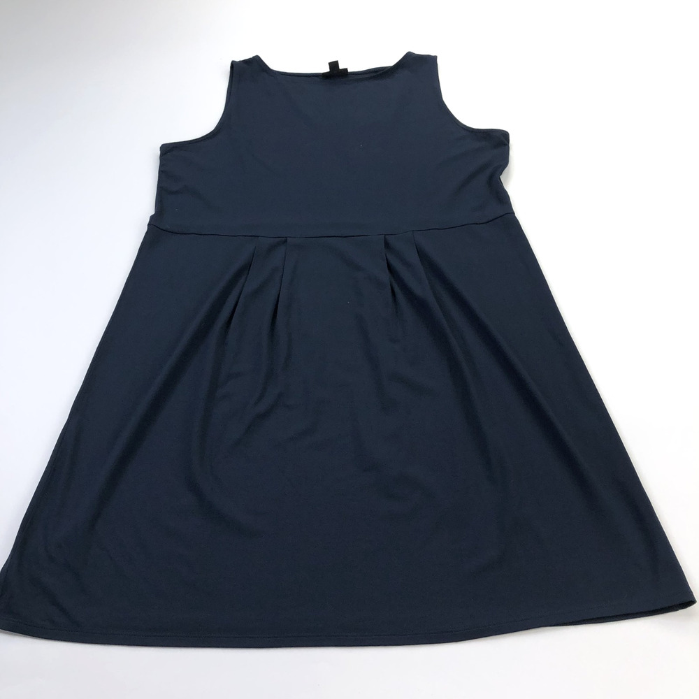 J. Jill Wearever Collection Large A-Line Rayon Knee Length Dress Blue MINT